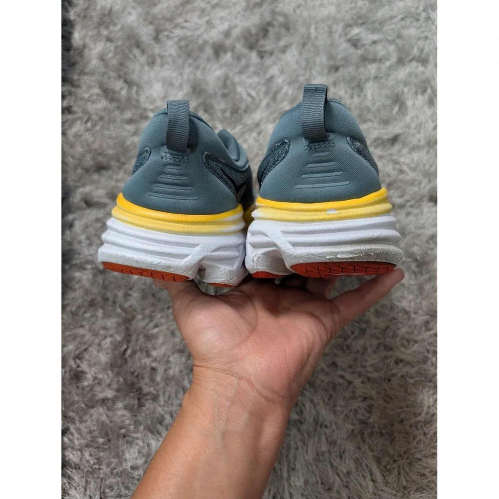 Hoka‎ Bondi 8 Wide Mens Running Shoes Blue Yellow 1127952 S17-251 Size 9 2E